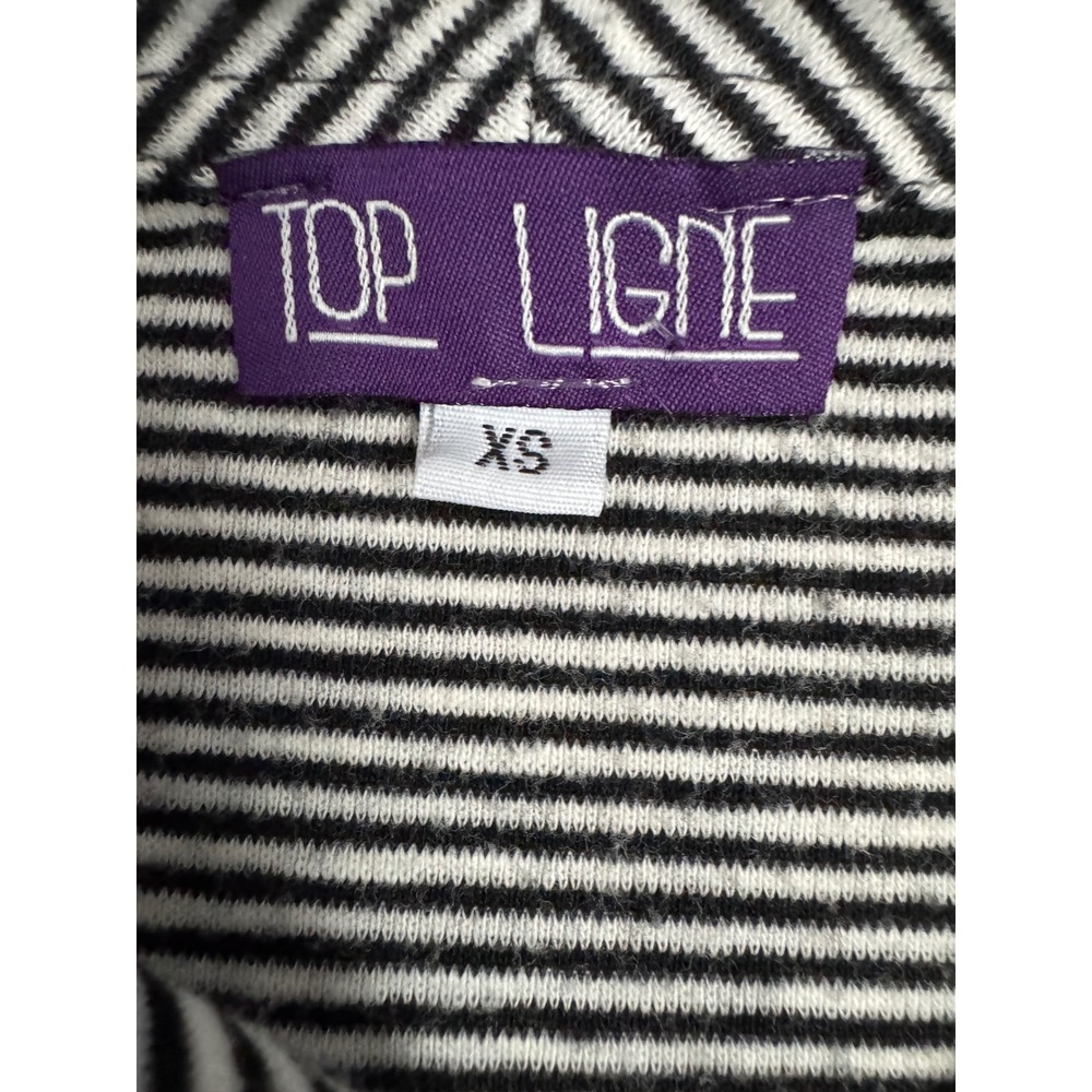 Top Ligne Womens XS Striped Knit Tunic Tops Lot of 2 3/4 Sleeve Black Blue - Picture 9 of 9